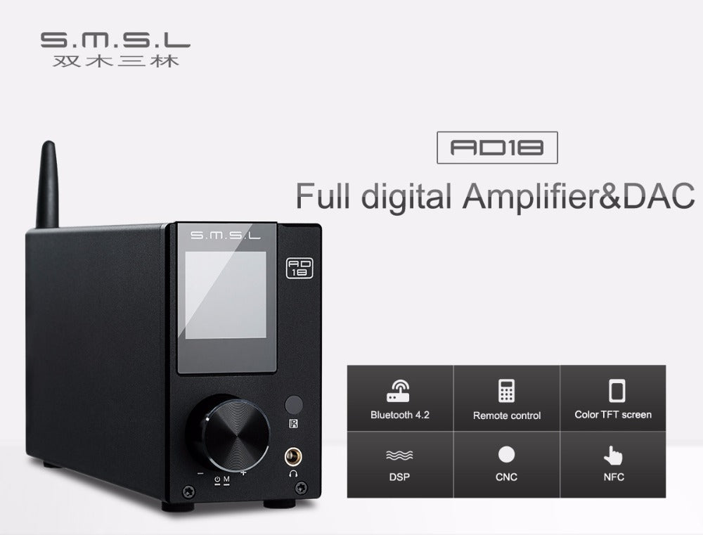 [Slightly defective Special offer]SMSL AD18 HI-FI Audio Stereo Amplifier with Bluetooth 4.2 for Speaker - Hifi-express