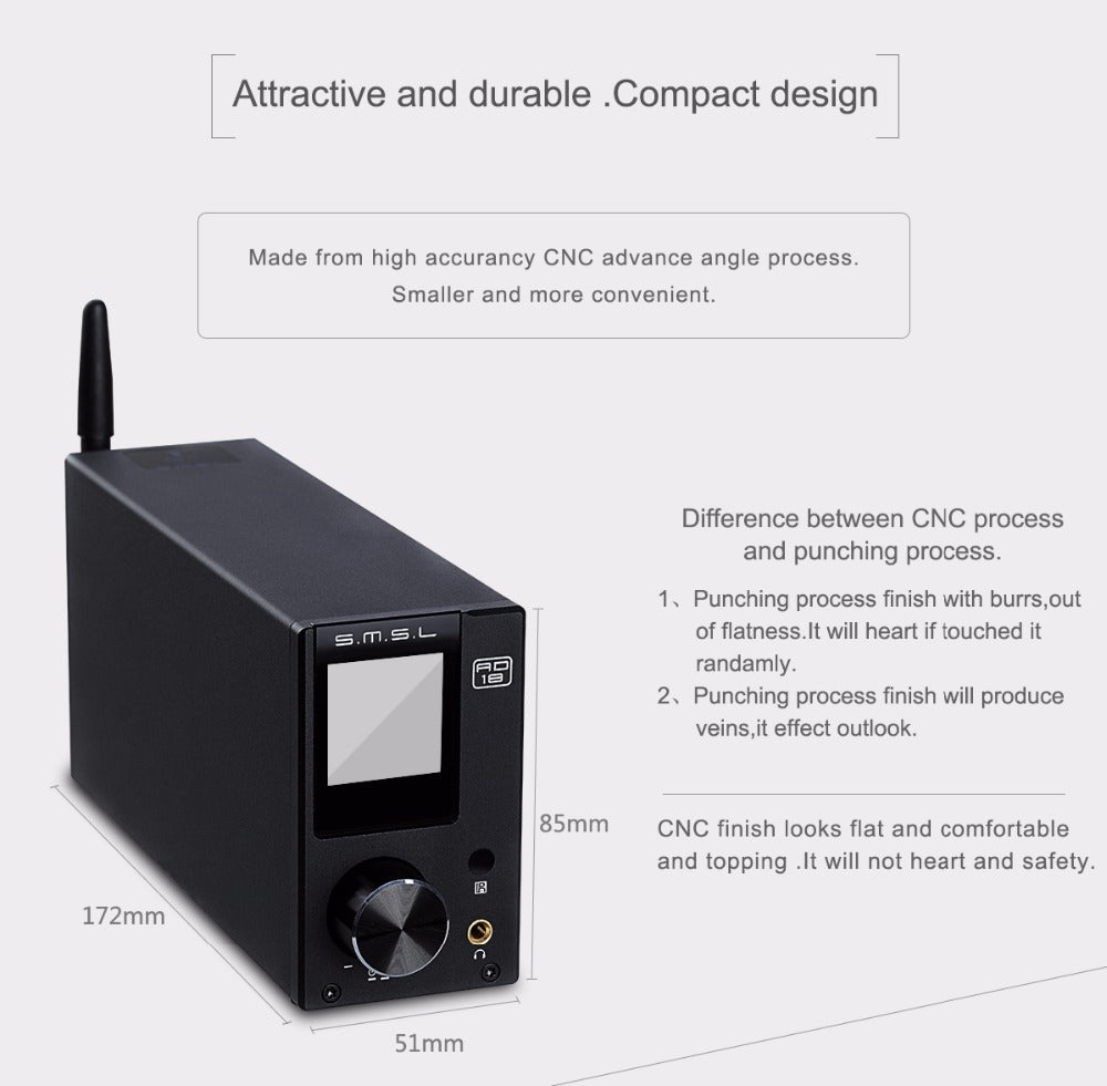 [Slightly defective Special offer]SMSL AD18 HI-FI Audio Stereo Amplifier with Bluetooth 4.2 for Speaker - Hifi-express