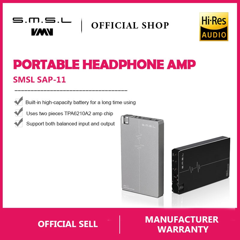 SMSL SAP-11 Hifi Headphone Amplifier Built-in High-capacity Battery - Hifi-express