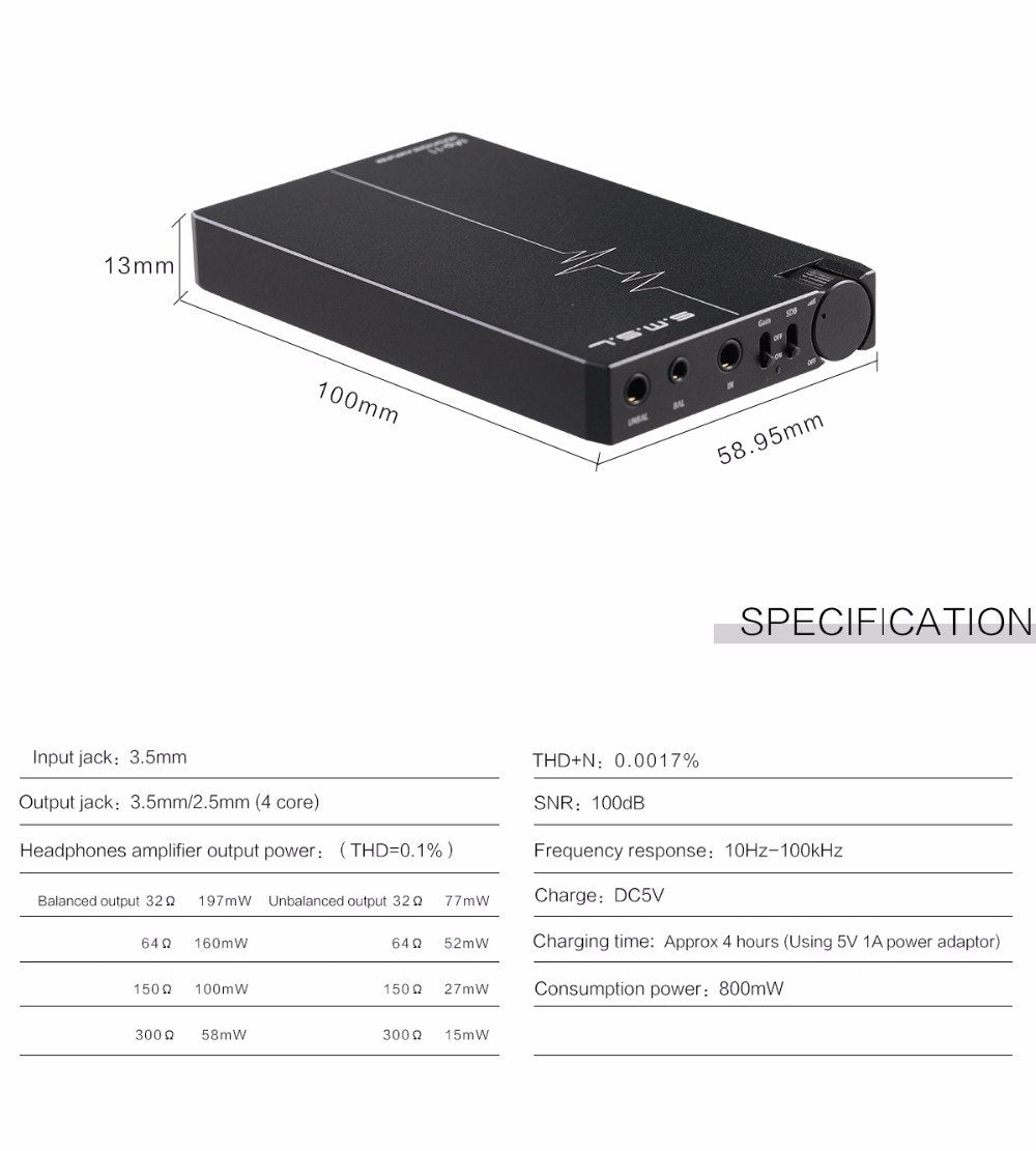 SMSL SAP-11 Hifi Headphone Amplifier Built-in High-capacity Battery - Hifi-express