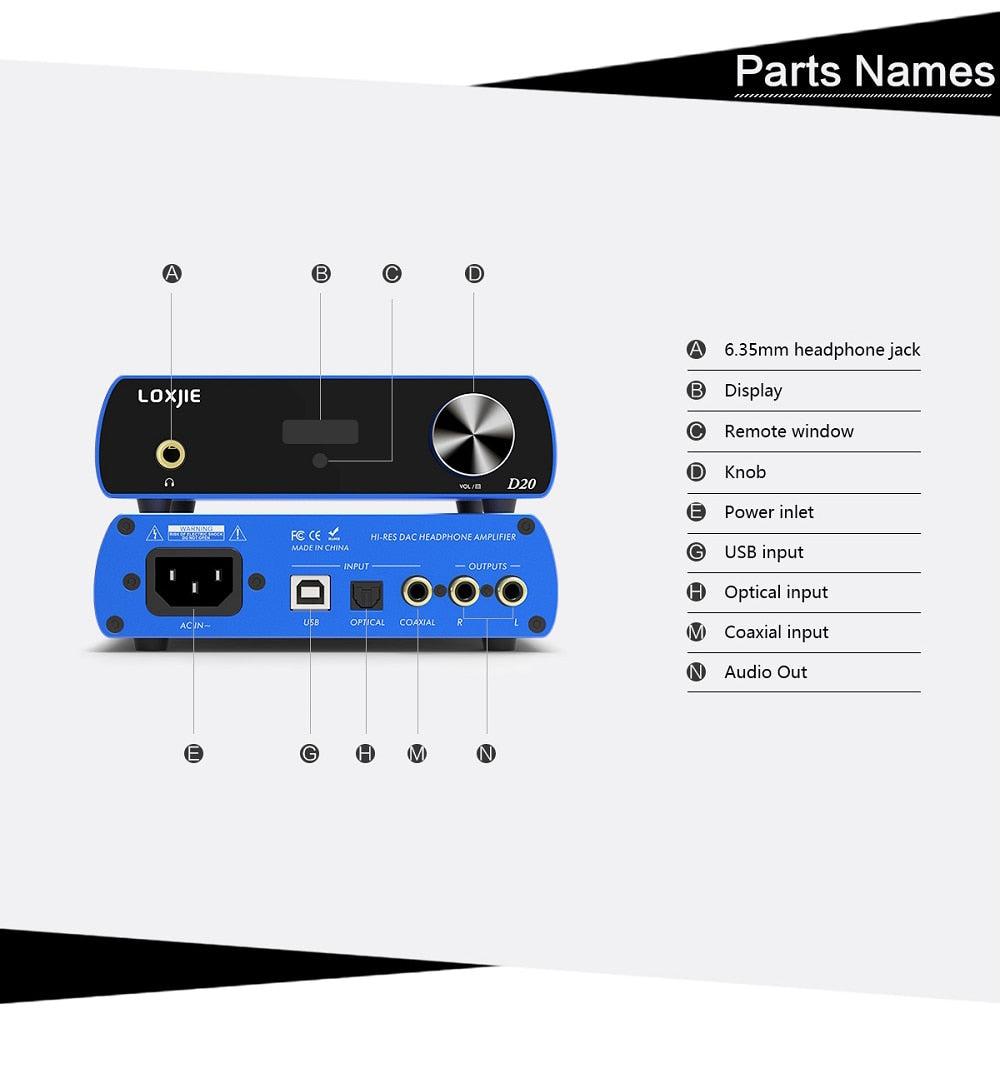 Loxjie D20 DAC Desktop to Analog Converter & Headphone Amp - Hifi-express