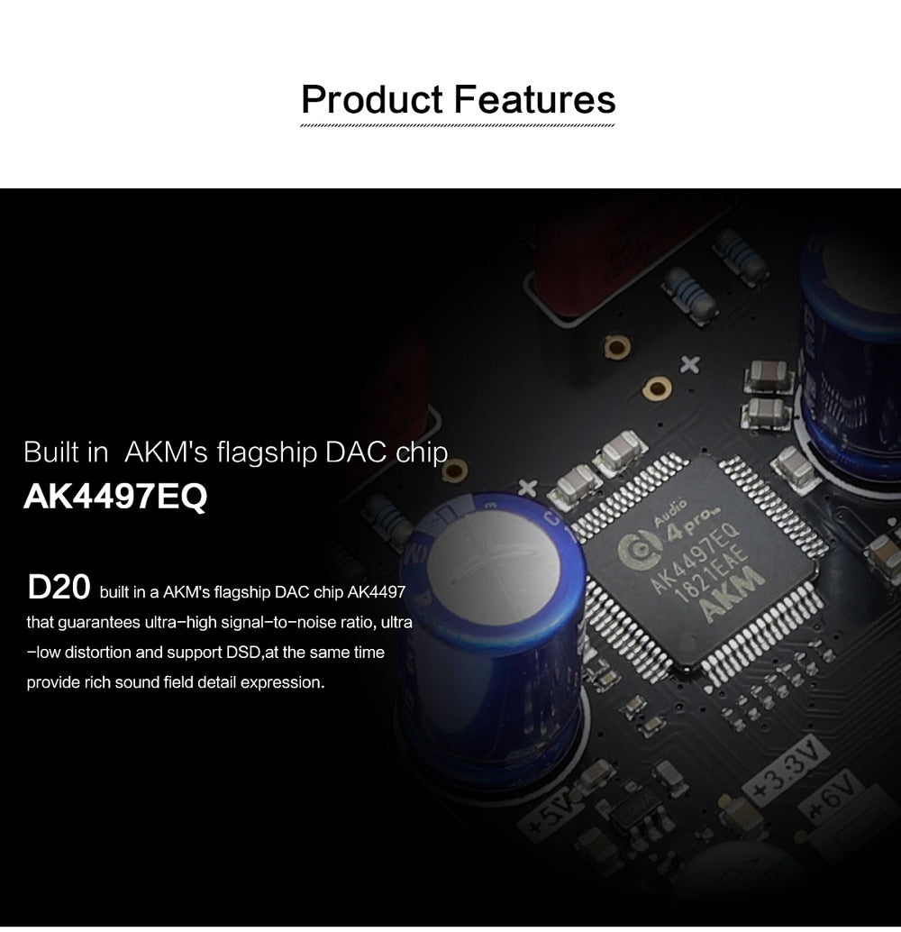 Loxjie D20 DAC Desktop to Analog Converter & Headphone Amp - Hifi-express